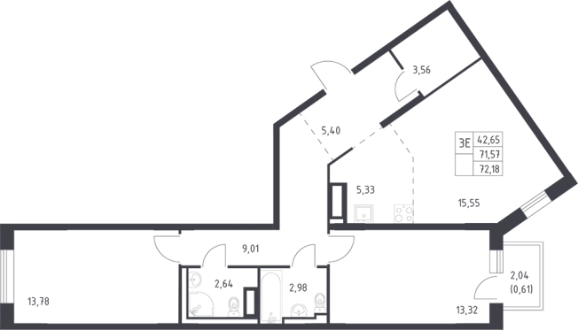 Купить трехкомнатную квартиру в ЖК Квартал Лаголово в Ленинградской области. Вариант № 6708185, 0, площадь -  квм, цена 9232760 рублей