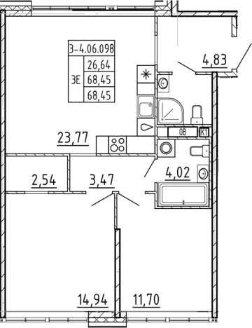 Купить трехкомнатную квартиру в новостройках у метро Чкаловская в Санкт-Петербурге. Вариант № 4160311, 0, площадь -  квм, цена 49847117 рублей