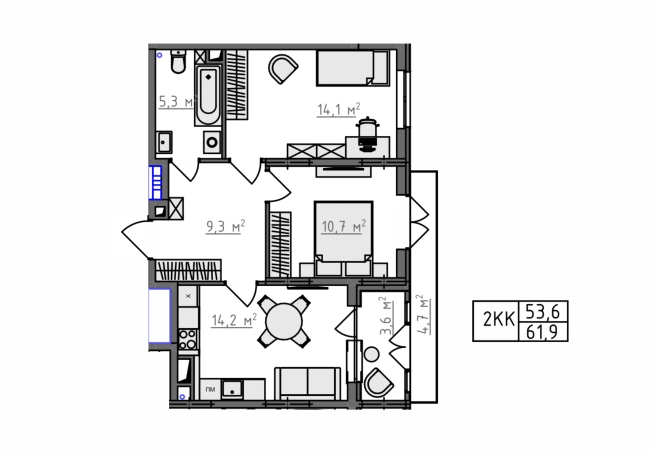 Купить двухкомнатную квартиру в новостройках в ЖК Квартал Новаторов в Владимире. Вариант № 130603, 2, площадь -  квм, цена 6249100 рублей