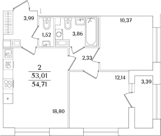Купить двухкомнатную квартиру в районе Калининский в Санкт-Петербурге. Вариант № 6233143, 0, площадь -  квм, цена 19166866 рублей