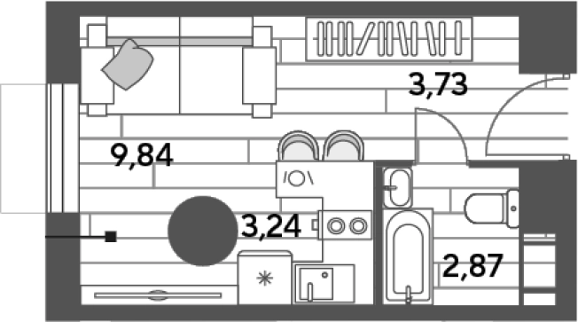 Купить Студию у метро Медведково в Пушкине. Вариант № 117896, 0, площадь -  квм, цена 4845216 рублей