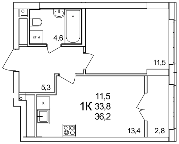 Купить однокомнатную квартиру в ЖК Анкудиновский Парк в Нижегородской области. Вариант № 112627, 0, площадь -  квм, цена 5755800 рублей