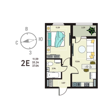 Купить однокомнатную квартиру на вторичке на улице Переверткина в Воронеже. Вариант № 7806217, 0, площадь - квм, цена 4278120 рублей