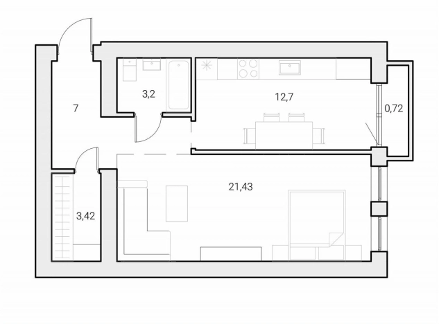 . Вариант № 8168791, 16, площадь - 47.8 квм, цена 6390000 рублей