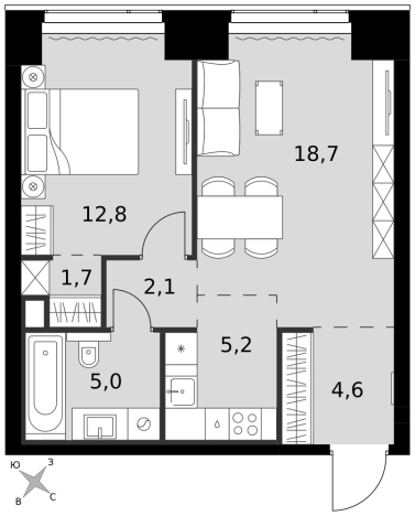 Купить двухкомнатную квартиру в районе Хорошёвский в Москве. Вариант № 9466573, 0, площадь -  квм, цена 39884610 рублей