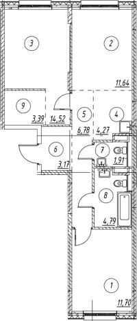 . Вариант № 7253282, 0, площадь - 62.17 квм, цена 9113749 рублей