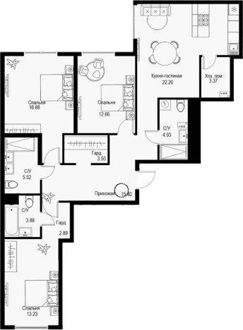 Купить многокомнатную квартиру в ЖК ID Petrogradskaya в Санкт-Петербурге. Вариант № 4829422, 0, площадь -  квм, цена 67938000 рублей