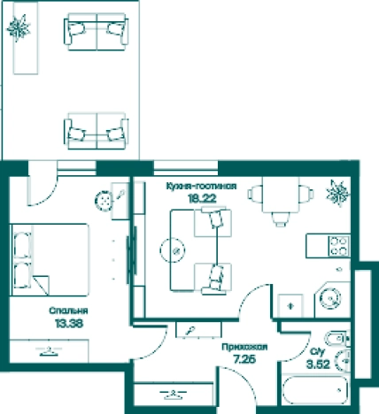 Купить двухкомнатную квартиру в Одинцове. Вариант № 75344, 0, площадь -  квм, цена 7749360 рублей