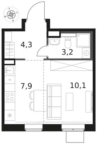 Купить однокомнатную квартиру у метро Физтех в Химках. Вариант № 9701484, 0, площадь -  квм, цена 7377150 рублей