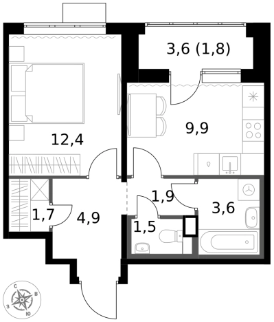 Купить однокомнатную квартиру в Микрорайоне Клязьма-Старбеево, Химки в Химках. Вариант № 9712125, 0, площадь - квм, цена 9300590 рублей