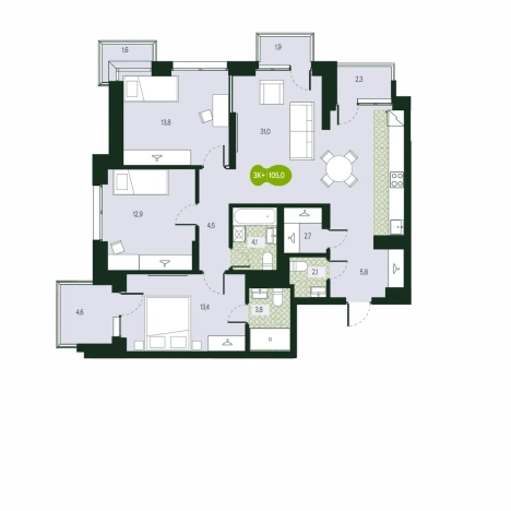 Купить четырехкомнатную квартиру на улице Шилова в Чите. Вариант № 124442, 0, площадь -  квм, цена 17522340 рублей