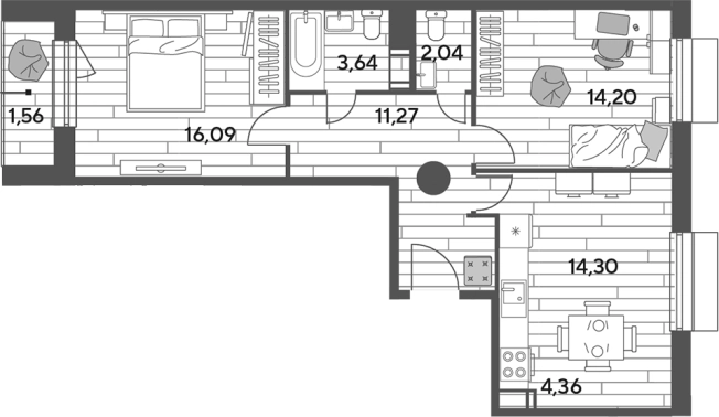 Купить трехкомнатную квартиру в Пушкине. Вариант № 117941, 0, площадь -  квм, цена 9416337 рублей