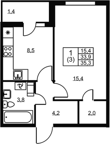 Купить однокомнатную квартиру в ЖК Ермак в Ленинградской области. Вариант № 6609963, 0, площадь -  квм, цена 4987000 рублей