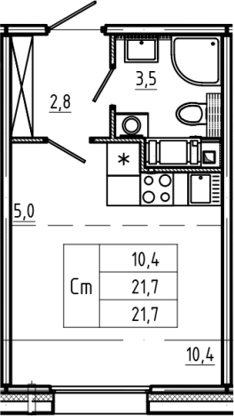 Купить Студию в новостройках у метро Ладожская в Санкт-Петербурге. Вариант № 6243600, 0, площадь -  квм, цена 8225168 рублей