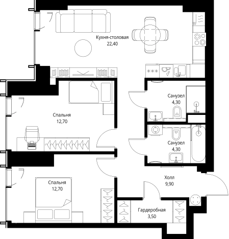 Купить двухкомнатную квартиру в новостройках в ЖК VEER в Москве. Вариант № 5847007, 0, площадь - квм, цена 41391400 рублей