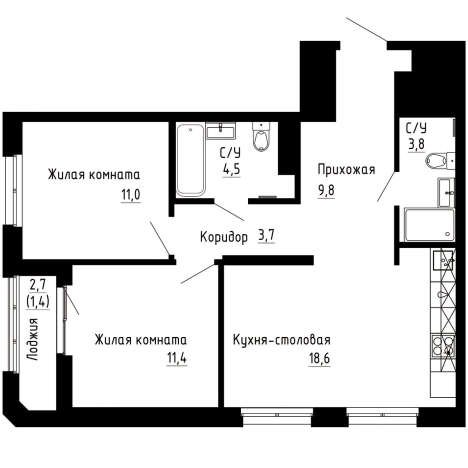 Купить двухкомнатную квартиру в районе Первореченский в Владивостоке. Вариант № 9769260, 0, площадь -  квм, цена 15324540 рублей