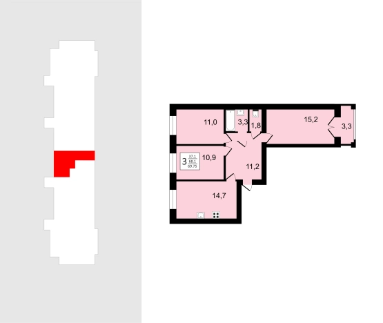 Купить трехкомнатную квартиру в новостройках в Суздале. Вариант № 142434, 0, площадь -  квм, цена 7812000 рублей