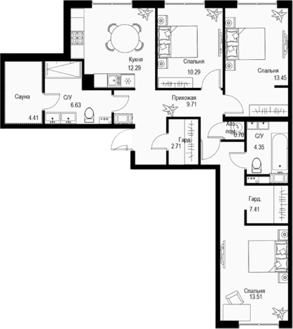 . Вариант № 4829003, 0, площадь - 85.46 квм, цена 56403600 рублей