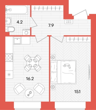 Купить однокомнатную квартиру в ЖК Жилой комплекс "Кантри" в Пензенской области. Вариант № 2625943, 0, площадь -  квм, цена 4166400 рублей