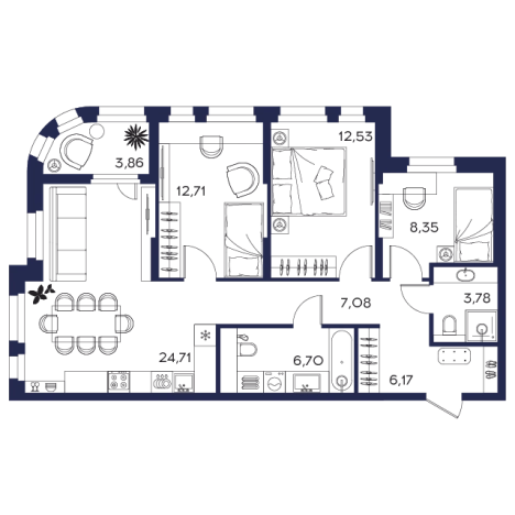 . Вариант № 133023, 0, площадь - 85.89 квм, цена 7137459 рублей