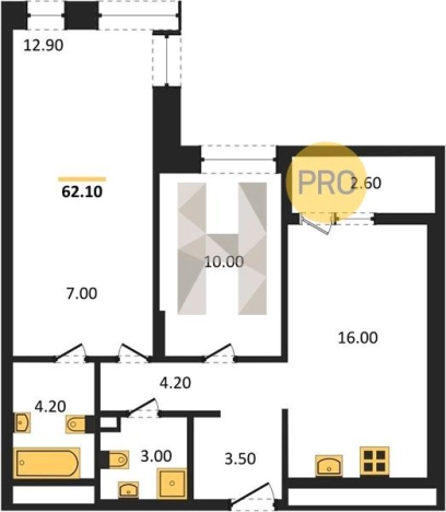 Купить двухкомнатную квартиру в ЖК Покровский в Ижевске. Вариант № 68612, 0, площадь -  квм, цена 4358060 рублей
