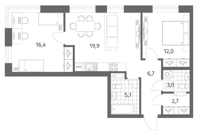 Купить трехкомнатную квартиру в ЖК NEWПИТЕР в Ленинградской области. Вариант № 5258075, 0, площадь - квм, цена 11894000 рублей