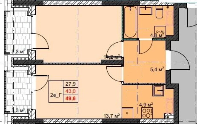 Купить двухкомнатную квартиру в ЖК Футурист в Владивостоке. Вариант № 1140762, 0, площадь -  квм, цена 10921920 рублей