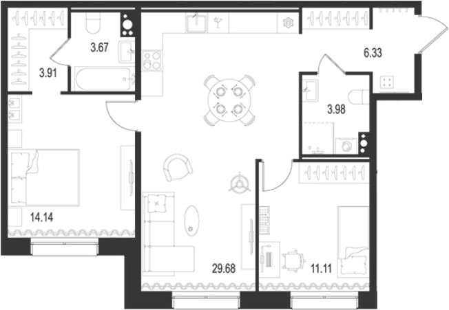 Купить трехкомнатную квартиру в новостройках у метро Горный институт в Санкт-Петербурге. Вариант № 7260441, 0, площадь -  квм, цена 55714582 рублей