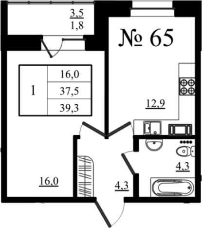 Купить однокомнатную квартиру в Микрорайоне Въезд, Гатчина в Гатчине. Вариант № 7260344, 0, площадь -  квм, цена 6366600 рублей