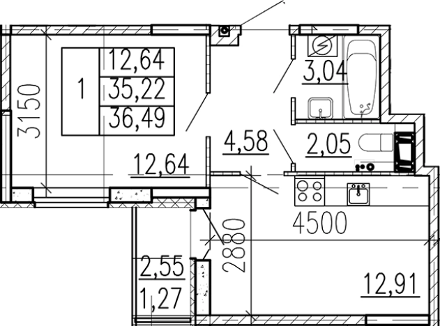 Купить однокомнатную квартиру в ЖК Высота в Ленинградской области. Вариант № 9095496, 0, площадь -  квм, цена 5153600 рублей