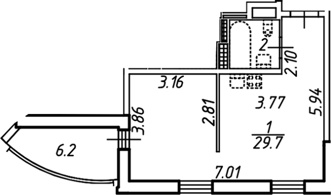 . Вариант № 7843974, 0, площадь - 32.8 квм, цена 8600000 рублей