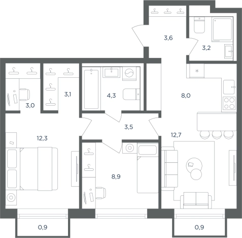 Купить трехкомнатную квартиру в Одинцове. Вариант № 160915, 0, площадь -  квм, цена 14460283 рублей