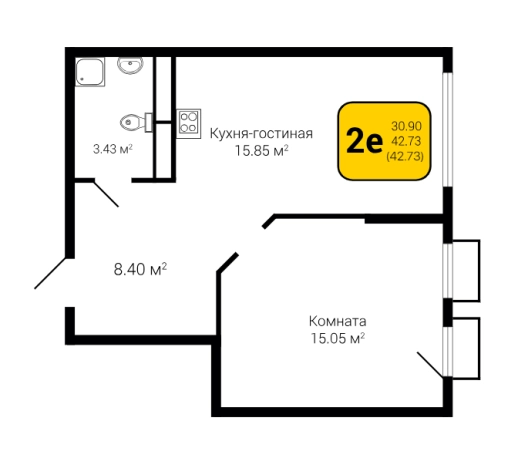 Купить однокомнатную квартиру в ЖК Z-town в Воронеже. Вариант № 133153, 0, площадь -  квм, цена 7070824 рублей