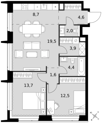 Купить трехкомнатную квартиру у метро Беговая в Москве. Вариант № 9466509, 0, площадь -  квм, цена 65752660 рублей