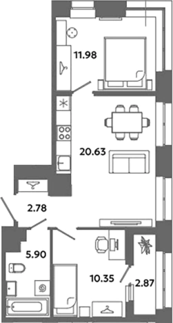 Купить квартиру в ЖК Загляденье в Ленинградской области. Вариант № 6632262, 0, площадь -  квм, цена 8558540 рублей
