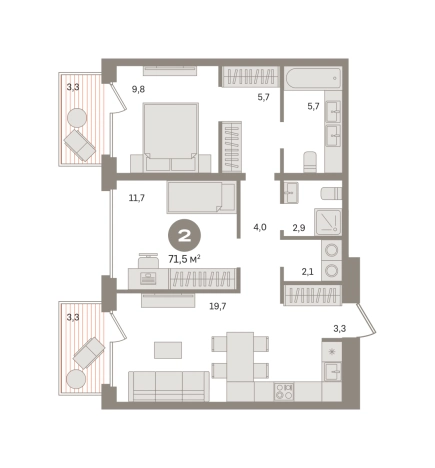 Купить двухкомнатную квартиру на улице Дубининская в Москве. Вариант № 8845469, 0, площадь -  квм, цена 43010000 рублей