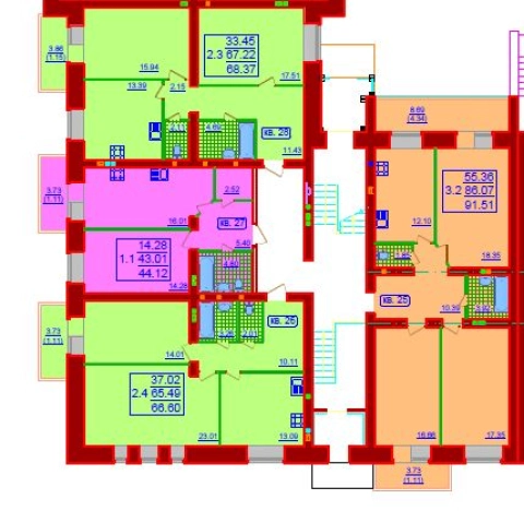 . Вариант № 85546, 2, площадь - 68.3 квм, цена 7649600 рублей