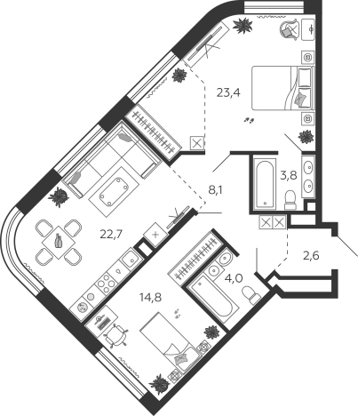Купить квартиру в ЖК Shagal в Москве. Вариант № 165099, 0, площадь -  квм, цена 38674762 рублей