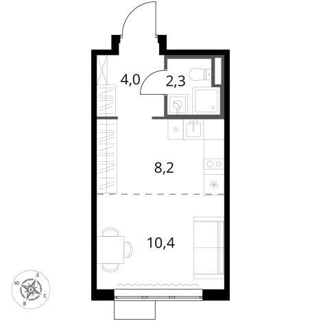 . Вариант № 9905917, 0, площадь - 24.9 квм, цена 8717490 рублей