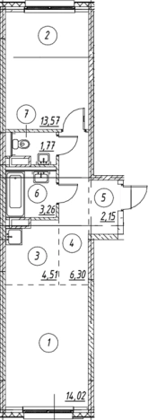 . Вариант № 7253203, 0, площадь - 45.58 квм, цена 8731806 рублей