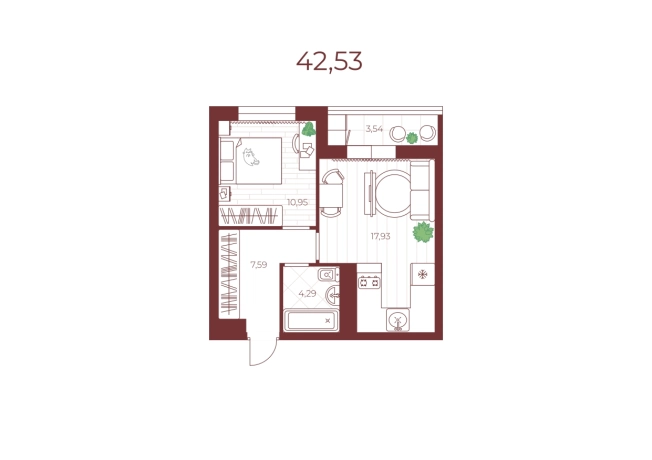 Купить однокомнатную квартиру в ЖК Притяжение в Тульской области. Вариант № 79083, 0, площадь -  квм, цена 3959000 рублей