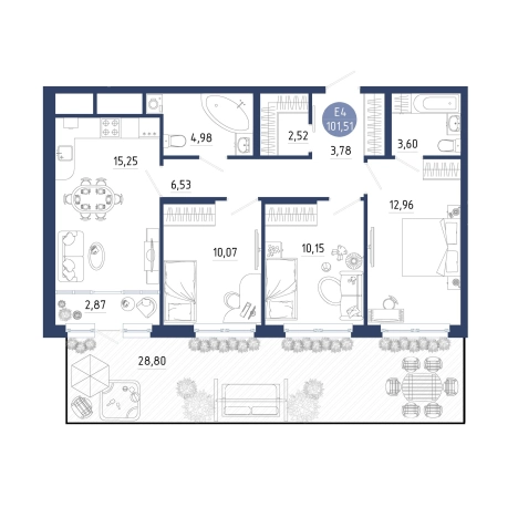 Купить трехкомнатную квартиру на улице проезд Бульвар Оптимистов в Рязанской области. Вариант № 102326, 0, площадь -  квм, цена 8661159 рублей
