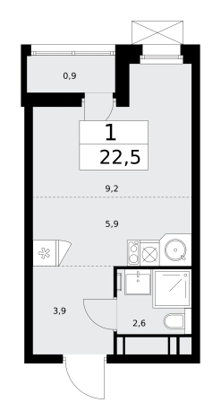 Купить однокомнатную квартиру у метро Потапово в Москве. Вариант № 161099, 0, площадь -  квм, цена 11803725 рублей
