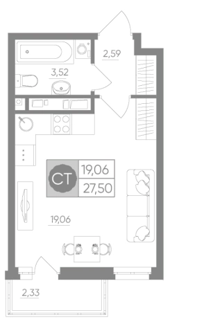 Купить Студию в новостройках в Тульской области. Вариант № 71474, 0, площадь -  квм, цена 2969175 рублей