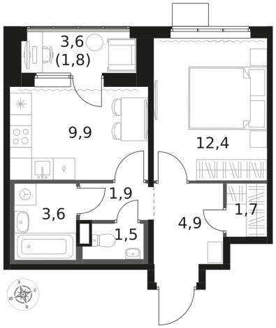Купить однокомнатную квартиру в Микрорайоне Клязьма-Старбеево, Химки в Химках. Вариант № 9701549, 0, площадь -  квм, цена 9937720 рублей