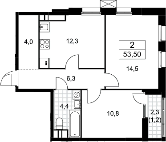 Купить двухкомнатную квартиру в ЖК Дзен-кварталы в Москве. Вариант № 80193, 0, площадь -  квм, цена 13926318 рублей