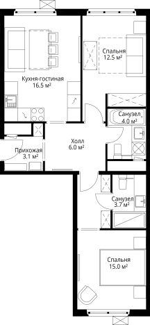 Купить двухкомнатную квартиру у метро Домодедовская в Видном. Вариант № 5657523, 0, площадь -  квм, цена 13213117 рублей
