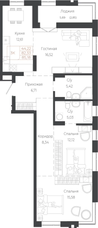 Купить трехкомнатную квартиру в новостройках на улице Южный тракт в Алтайском крае. Вариант № 7629992, 0, площадь -  квм, цена 20272840 рублей