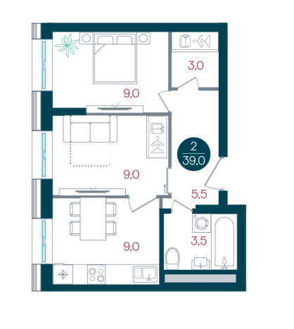 Купить двухкомнатную квартиру в ЖК Кантемировский в Москве. Вариант № 8922197, 0, площадь -  квм, цена 15121877 рублей