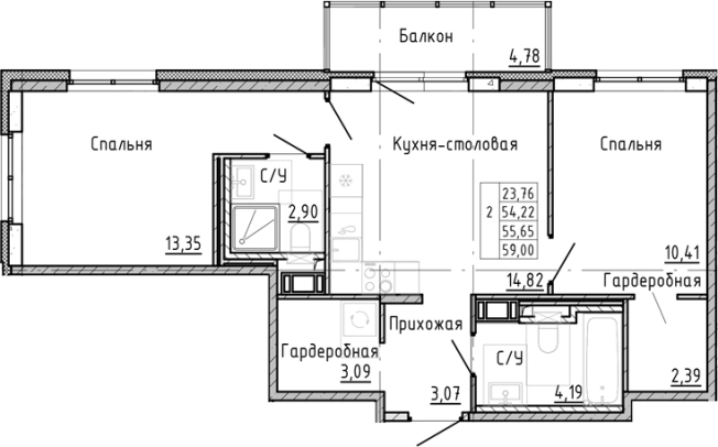 Купить двухкомнатную квартиру в новостройках в ЖК OKLA в Санкт-Петербурге. Вариант № 8163868, 0, площадь -  квм, цена 13962585 рублей